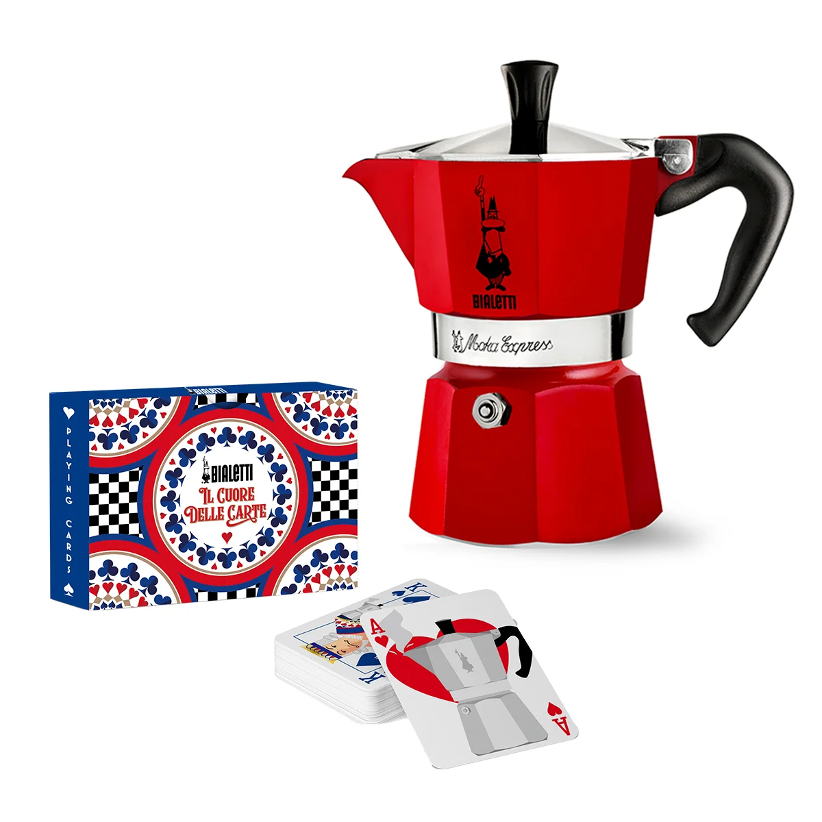 Pack Moka Express 3 Tazas + 2 Juegos de Cartas - Bialetti