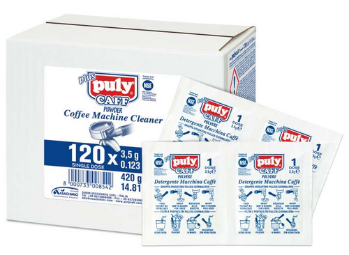 Puly Caff - Polvo para limpieza de máquinas 120 x 3.5g Sachets