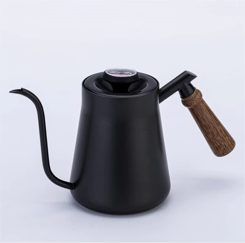 Tetera cuello de Cisne con Termómetro 850 ml - Mango de madera