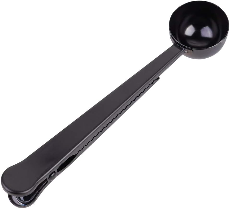 Clip multiusos con cuchara medidora para café - acero inoxidable