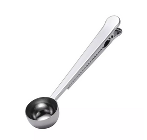 Clip multiusos con cuchara medidora para café - acero inoxidable