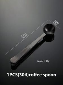 Clip multiusos con cuchara medidora para café - acero inoxidable