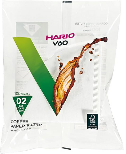 Filtros x 100 blanco 1-4 tazas V60 Hario