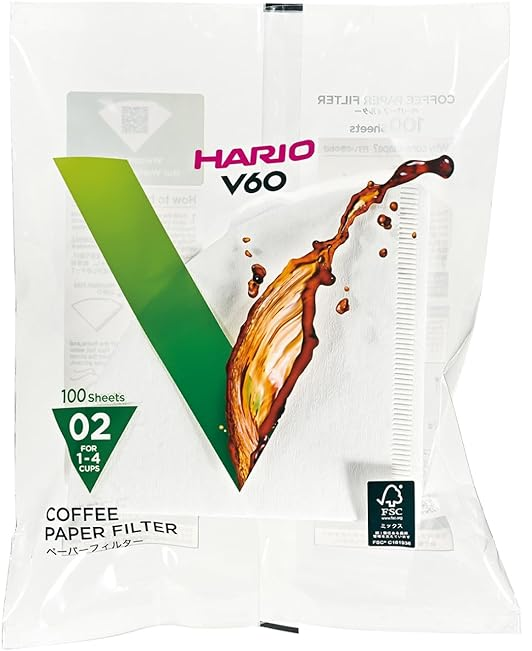 Filtros x 100 blanco 1-4 tazas V60 Hario