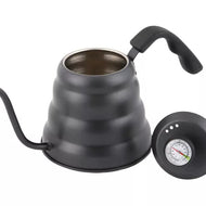 Tetera cuello de Cisne con Termómetro 1L - Negro acero inox