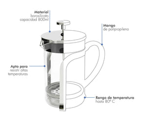 Cafetera Prensa Francesa de Embolo Acero inox - French press