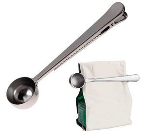 Clip multiusos con cuchara medidora para café - acero inoxidable