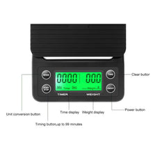 Cargar imagen en el visor de la galería, Balanza digital con temporizador color negro para café - COFFEE SCALE