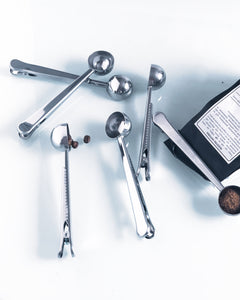 Clip multiusos con cuchara medidora para café - acero inoxidable