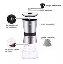 Cargar imagen en el visor de la galería, Molinillo manual acero inox con graduaciones- molino para café en grano